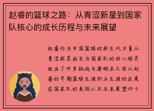 赵睿的篮球之路：从青涩新星到国家队核心的成长历程与未来展望